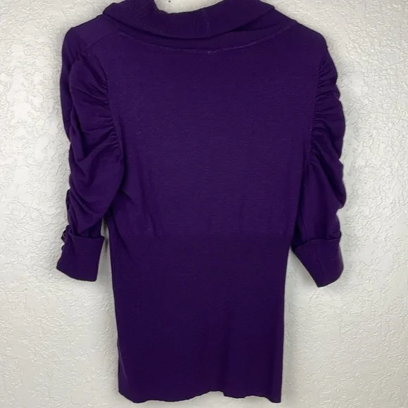 Derek Heart ❤️ eggplant purple cowl neck puffed sleeves top - Picture 6 of 8